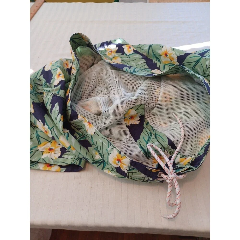 J. Crew blue floral swim trunks swim shorts mens 34 built-in brief beach tropica